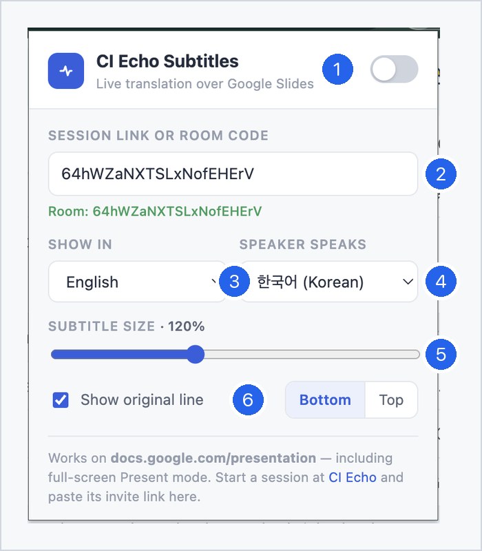 CI Echo Subtitles popup